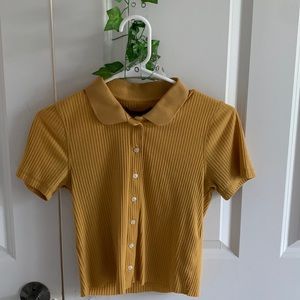 A&F Yellow Button-up Crop-top size small